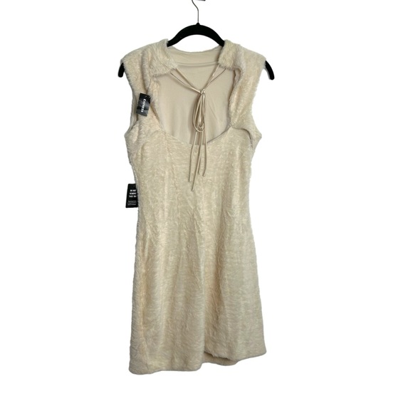Express Faux Fur Dress Back Tie Stretch BodyCon Dress NEW! SZS - Picture 1 of 7